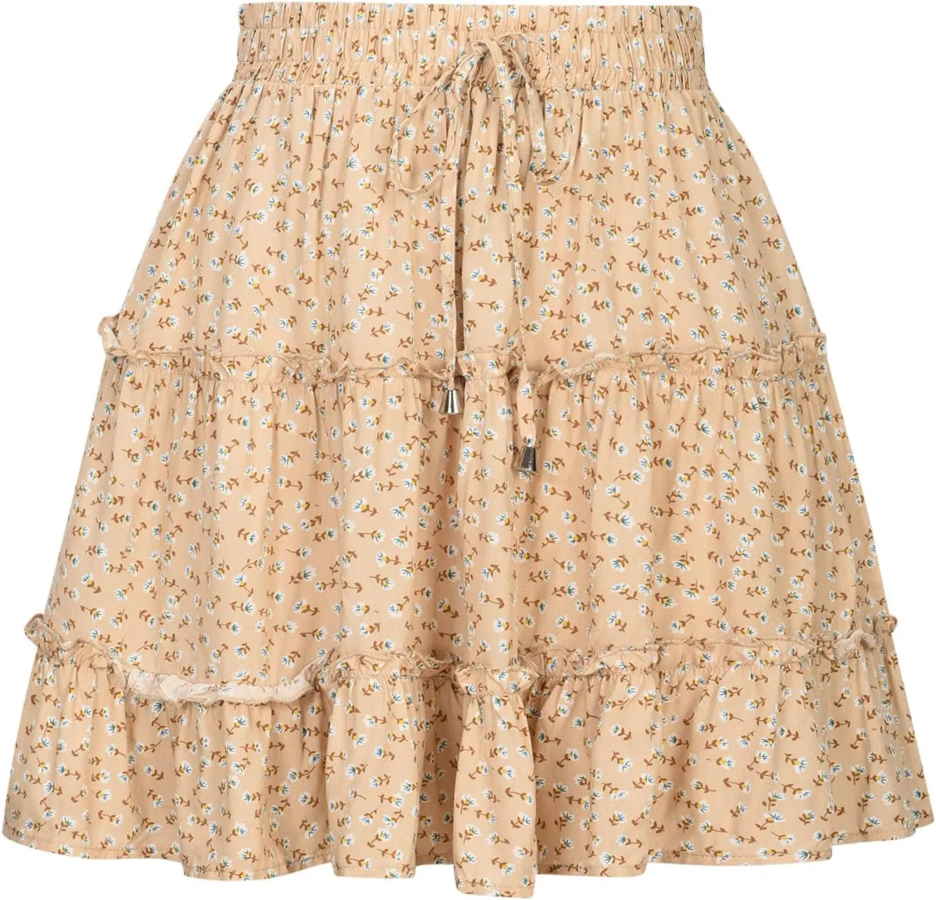 Women Boho Mini Skirt 2024 Summer Fashion Casual Flowy High Waist Beach Pleated Y2K Layered Novelty Short Skirts