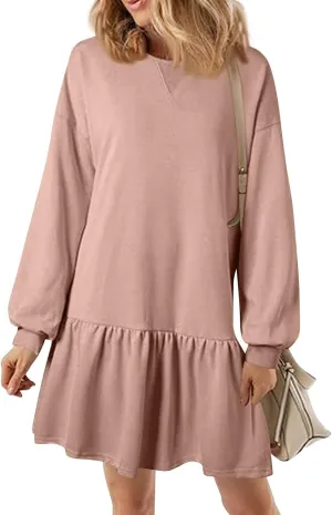 Women Boho Puff Sleeve Short Dress Floral V Neck Babydoll Dress Flowy Shirt Dress Bohemian Mini Sundres