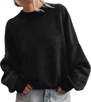 Women Casual Oversized Long Sleeve Crewneck Sweatshirt Pullover Tops, S-XXL