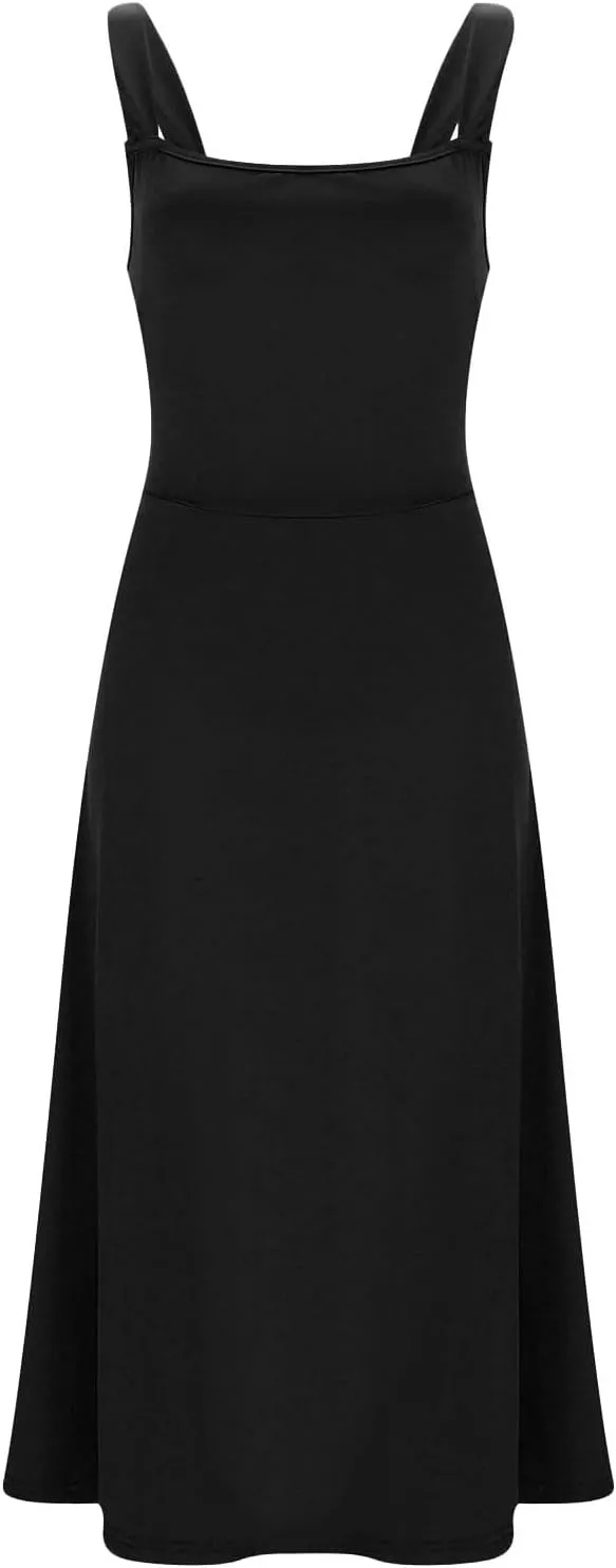 Women Casual Summer Dress Pleated Sundress Loose Split Tank Dress Long Beach Travel 2025 Vacation Dress