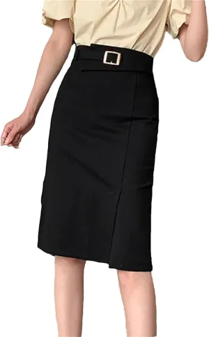 Women High Waist Pencil Skirts Korean Fashion Stretch Bodycon Skirts Casual Slim Midi Skirts