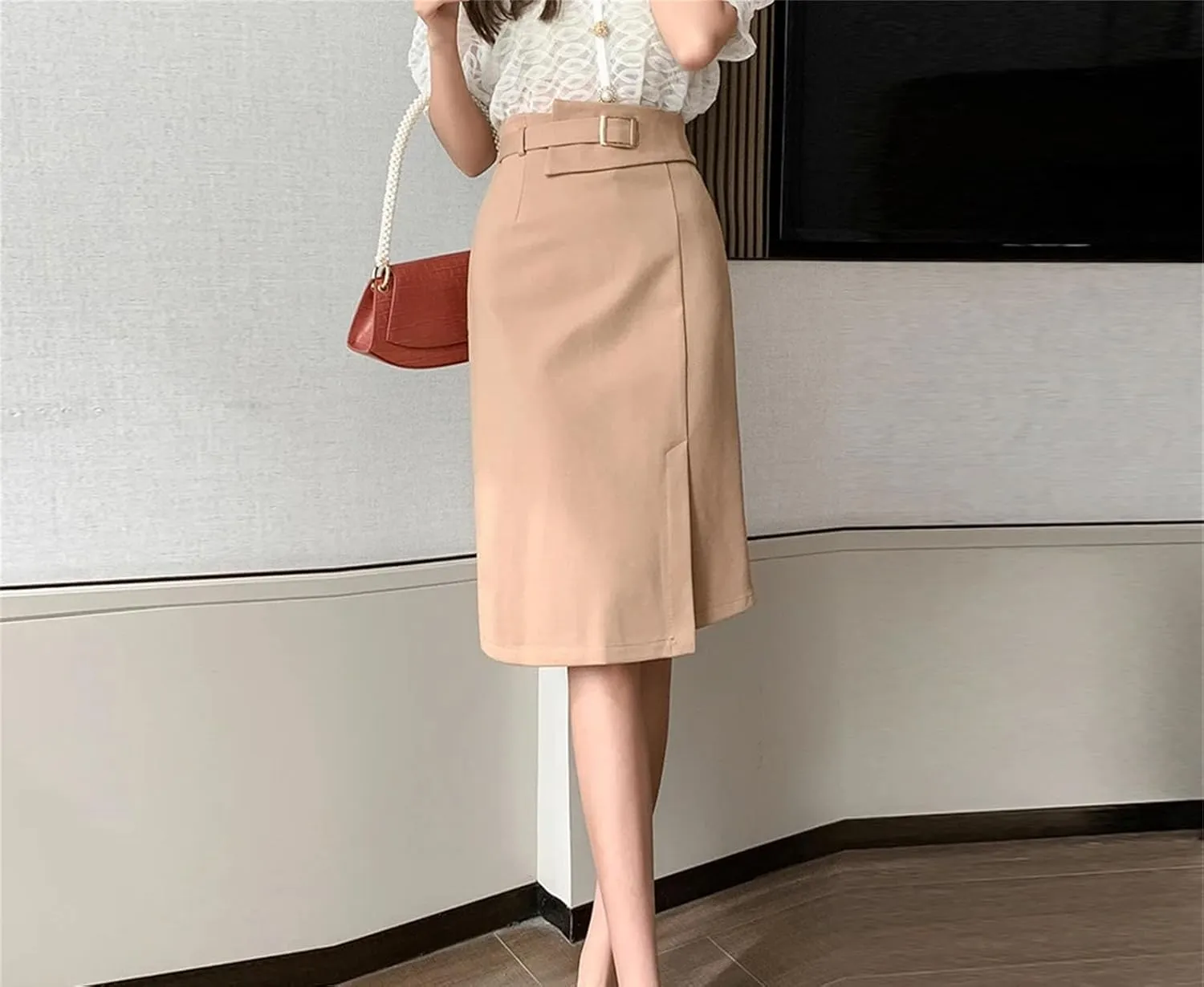 Women High Waist Pencil Skirts Korean Fashion Stretch Bodycon Skirts Casual Slim Midi Skirts