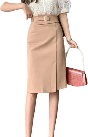Women High Waist Pencil Skirts Korean Fashion Stretch Bodycon Skirts Casual Slim Midi Skirts