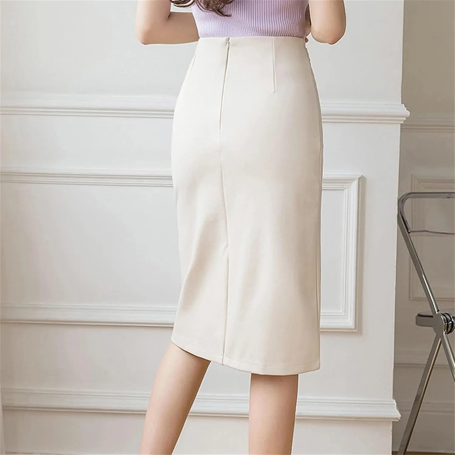 Women High Waist Pencil Skirts Korean Fashion Stretch Bodycon Skirts Casual Slim Midi Skirts