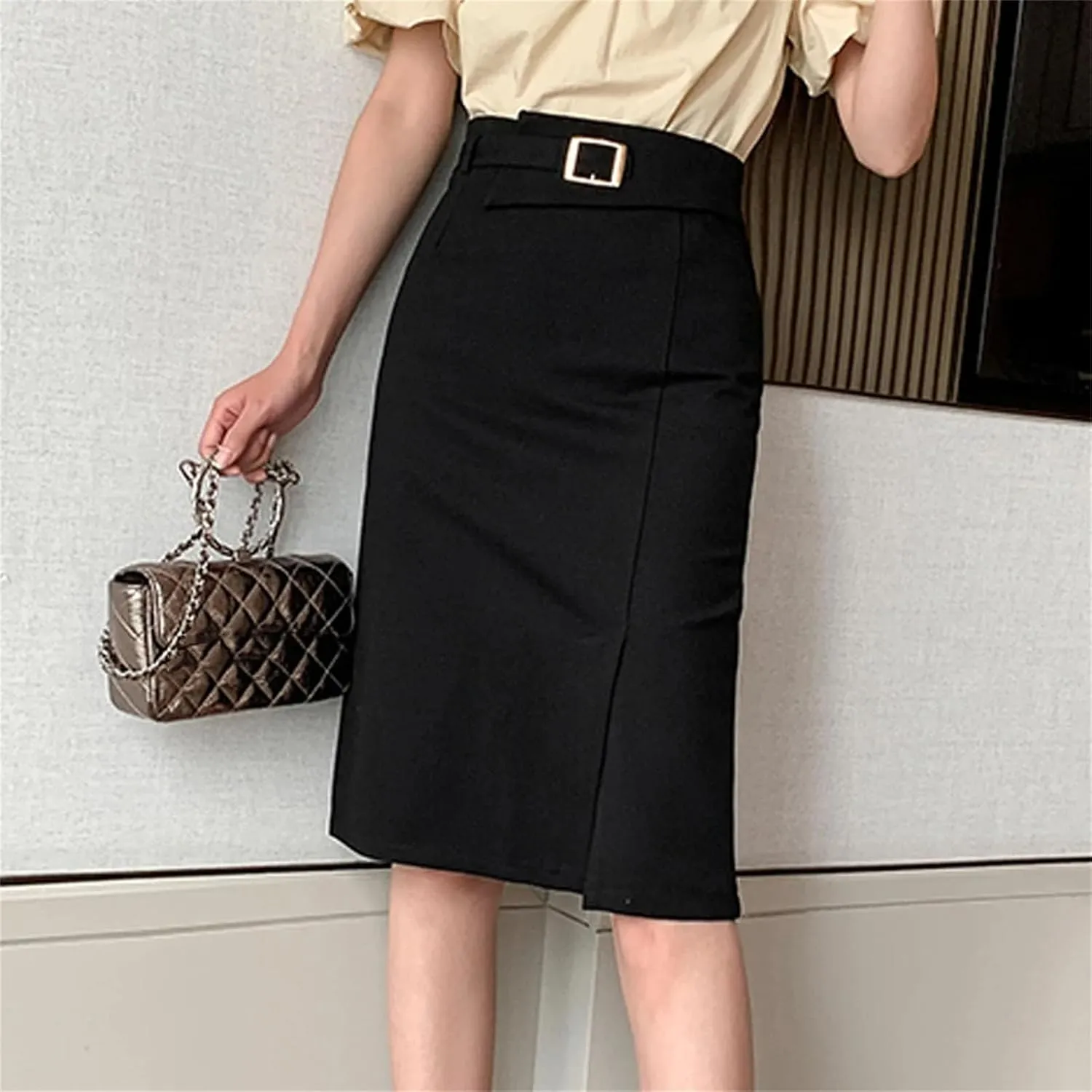 Women High Waist Pencil Skirts Korean Fashion Stretch Bodycon Skirts Casual Slim Midi Skirts