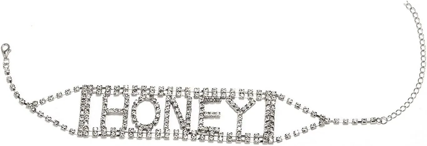 Women Necklaces Fashion, Layered Necklaces for Women Hollow Letter with Rhinestone Pendant Chain Necklaces Jewelry for Women, 1 Piece, Silver