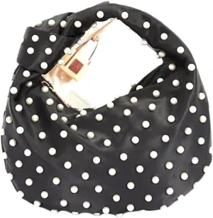 Women Pearl Studded Satin Evening Clutch Top Handle Soft Clutch Bag Party Wedding Elegant Prom Purse