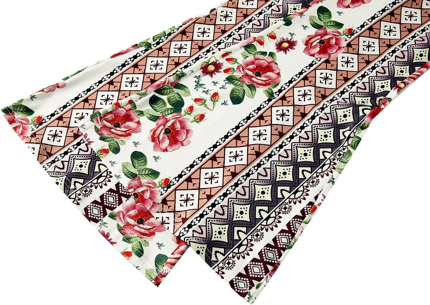 Women 's High Waist Bell Bottom Stretchy Pants Yoga Flare Wide Leg Straight Retro Floral Print Palazzo Trousers