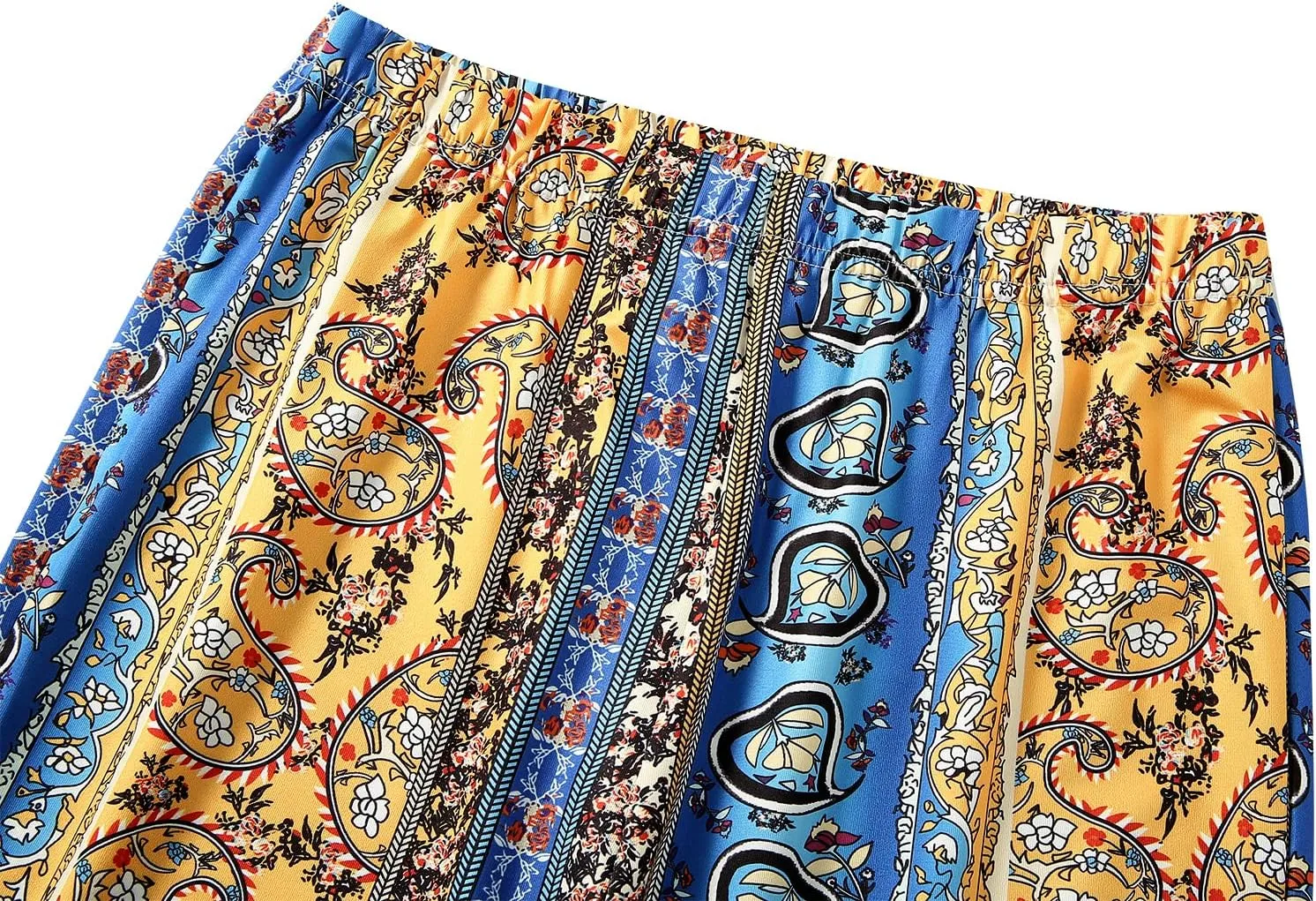 Women 's High Waist Bell Bottom Stretchy Pants Yoga Flare Wide Leg Straight Retro Floral Print Palazzo Trousers