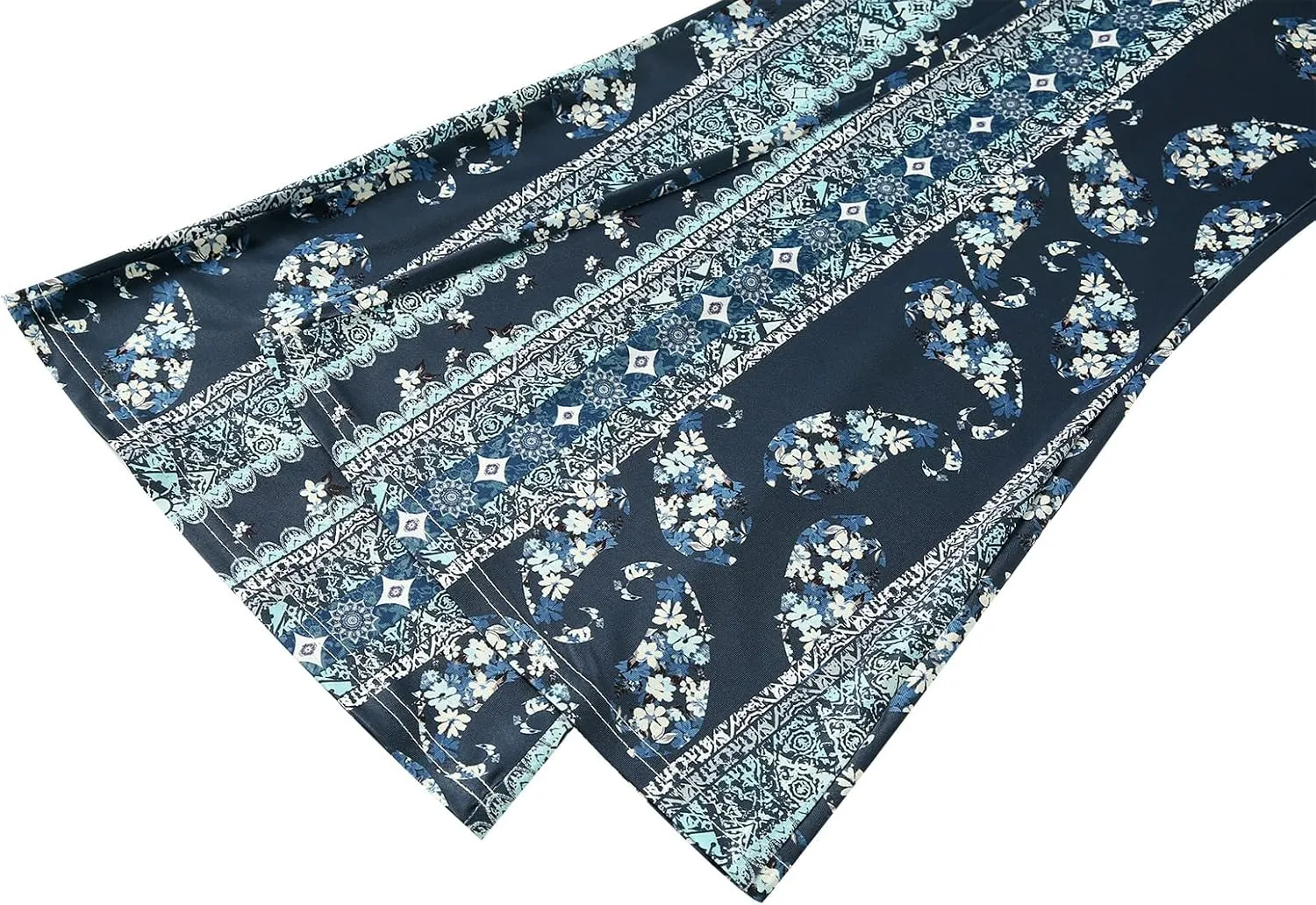 Women 's High Waist Bell Bottom Stretchy Pants Yoga Flare Wide Leg Straight Retro Floral Print Palazzo Trousers