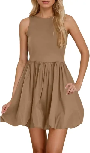 Women Spaghetti Strap Cut Out Mini Sundress Backless Cottagecore Casual Flowy Short Beach 2024 Summer Dresses
