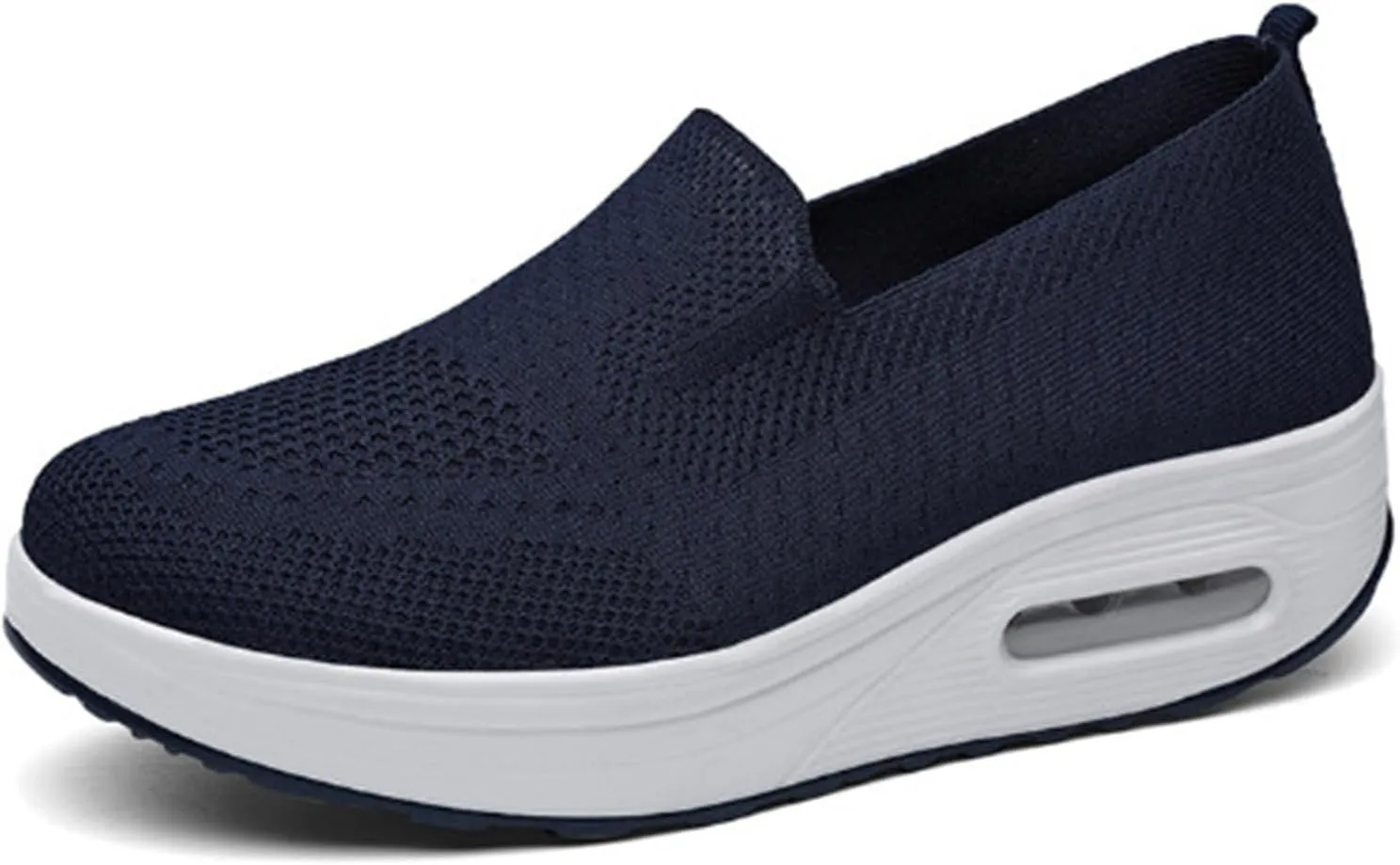 Women Wedge Shoes Breathable Mesh Sneakers Non Slip Casual Knit Boat Loafers Air Cushion Slip On Comfort Walking Shoes Comfortable Women's Orthopedic Platform Sneakers