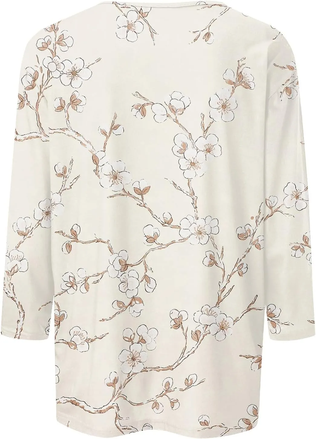 Women's 3/4 Sleeve Shirts Crew Neck Loose Tops Casual Floral Printed Tshirts Trendy Basic Tunic Summer Ladies Tops