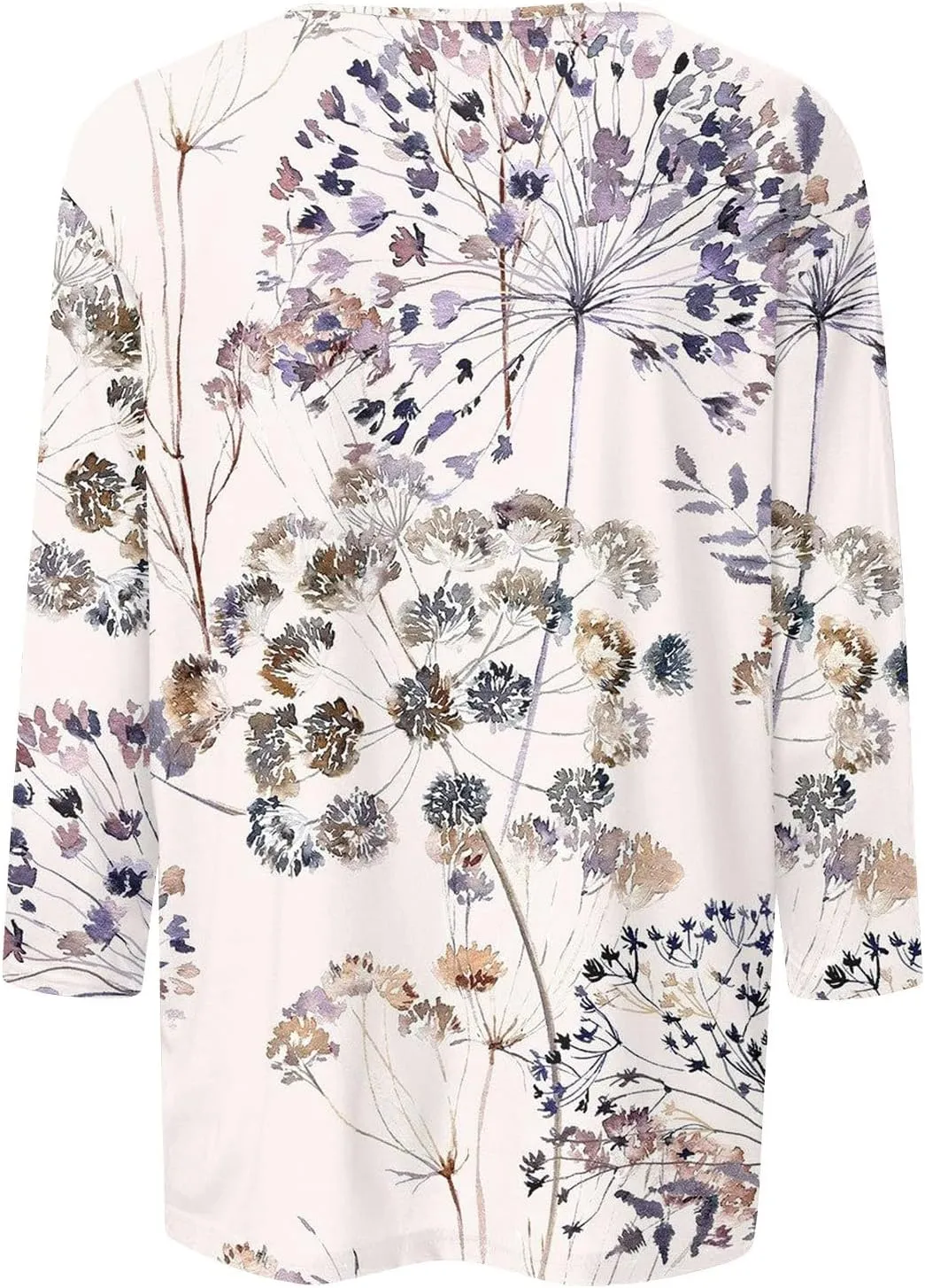 Women's 3/4 Sleeve Shirts Crew Neck Loose Tops Casual Floral Printed Tshirts Trendy Basic Tunic Summer Ladies Tops