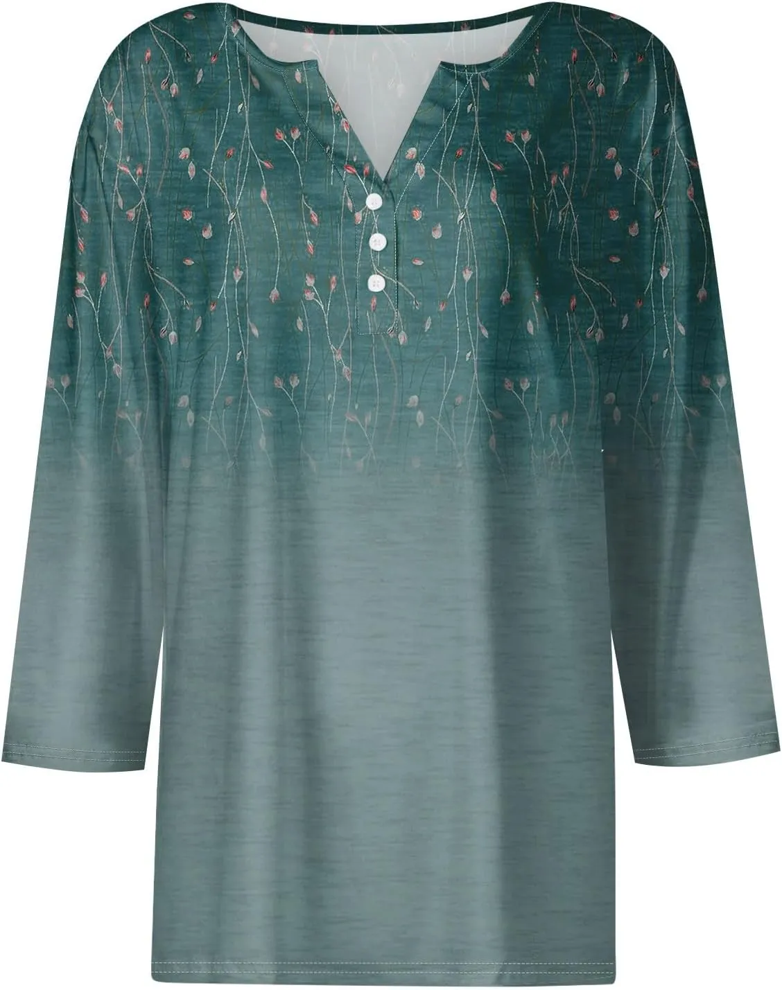 Women's 3/4 Sleeve Tops 2025 Summer Vacation Trendy Casual Shirts V Neck Loose Comfy Boho Clothes
