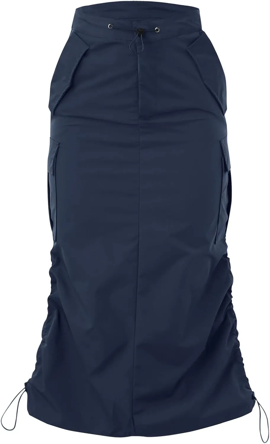 Women's Basic Pencil Skirts Women's Loose Casual Quick Drying Pleated Drawcord Work Suit Split Skirt Midi Skirt