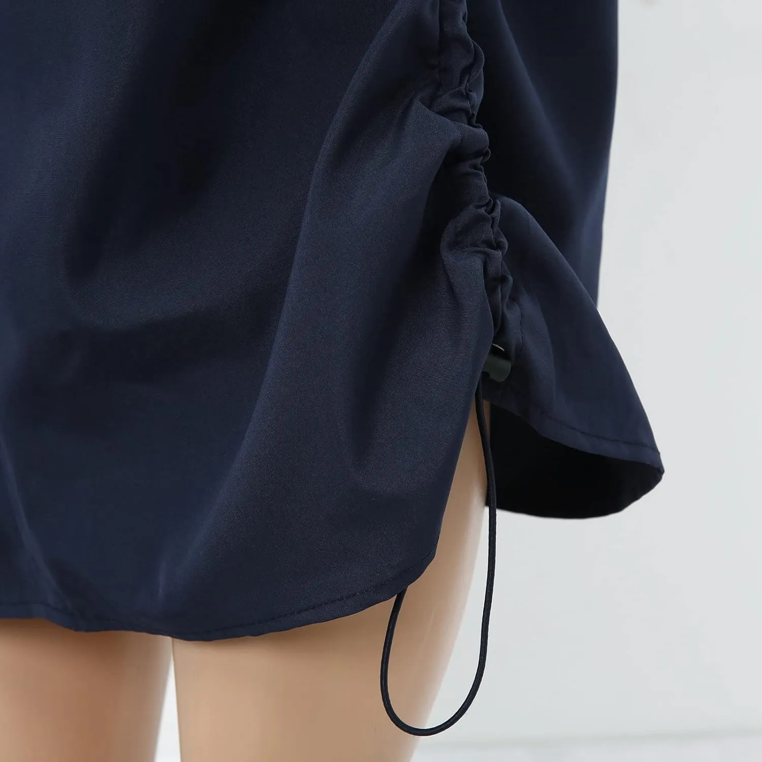 Women's Basic Pencil Skirts Women's Loose Casual Quick Drying Pleated Drawcord Work Suit Split Skirt Midi Skirt