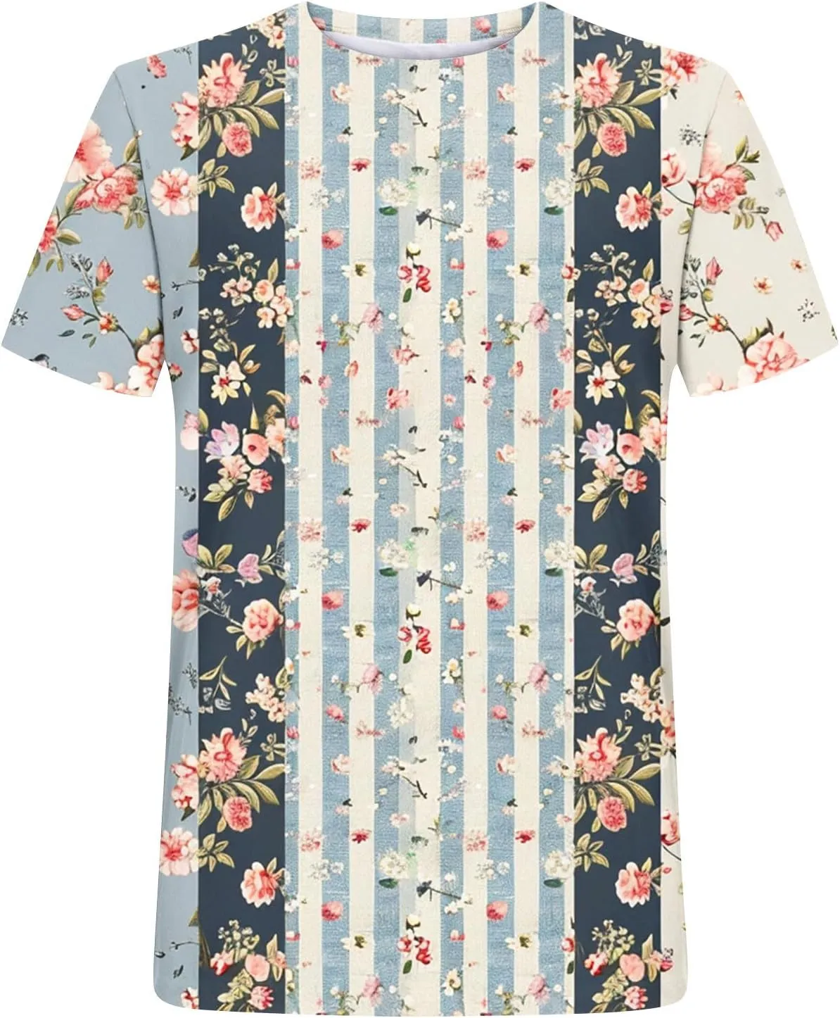 Womens Boho Floral Blouses Short Sleeve Summer Tops 2024 Trendy Tshirts Shirt Dressy Causal Ladies Clothes