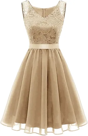 Women's Bridesmaid Dress 2024 Short Prom Dress Ruffle Wedding Guest Cocktail Dress Lace Floral Homecoming Dresses