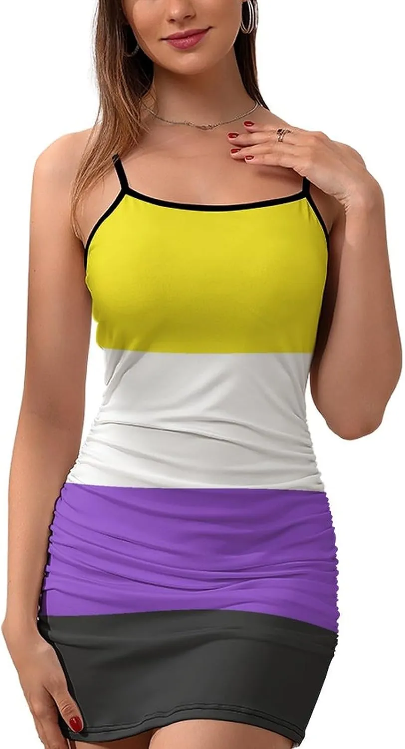 Women's Casual Athletic Spaghetti Strap Tennis Mini Dress Sleeveless Dresses