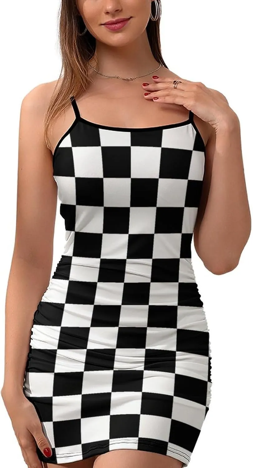 Women's Casual Athletic Spaghetti Strap Tennis Mini Dress Sleeveless Dresses