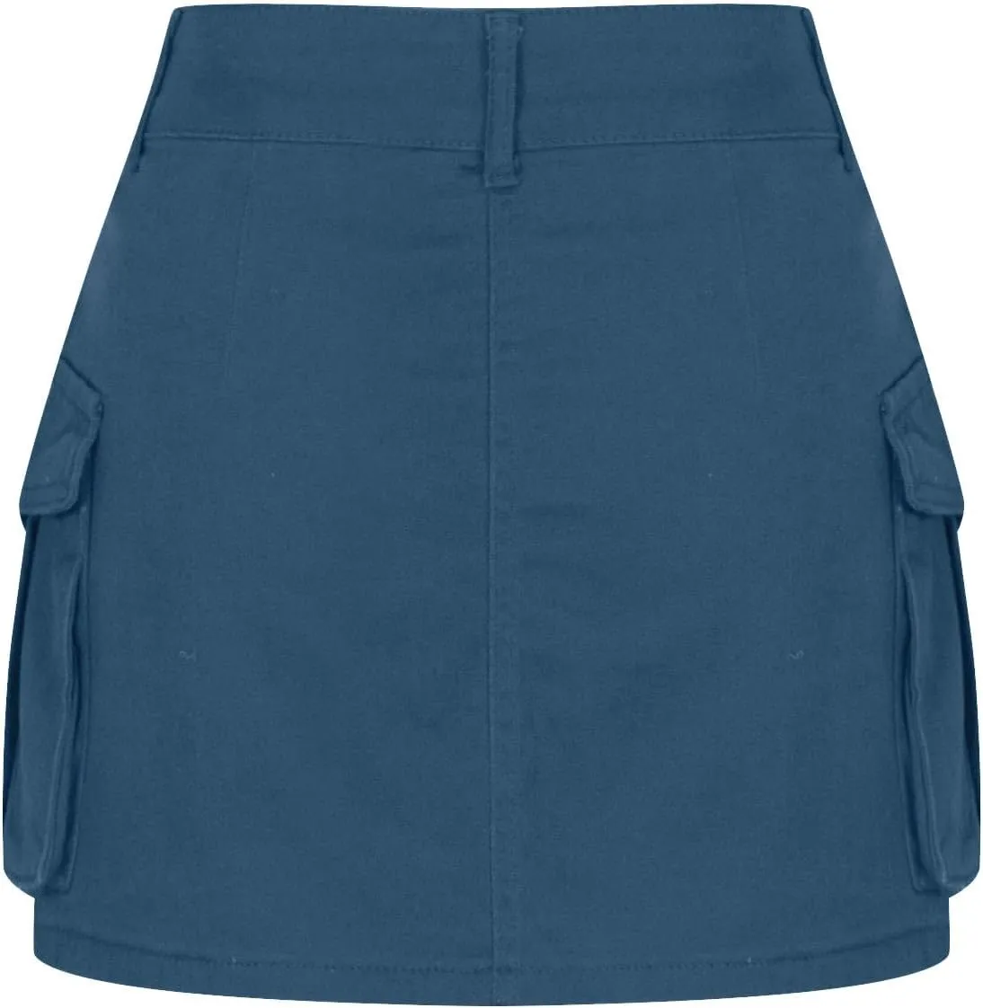 Women's Casual Button Zipper Skirt High Waist Solid Color Jean Skirt Stretch Sexy Cute Denim Skirts with Pockets