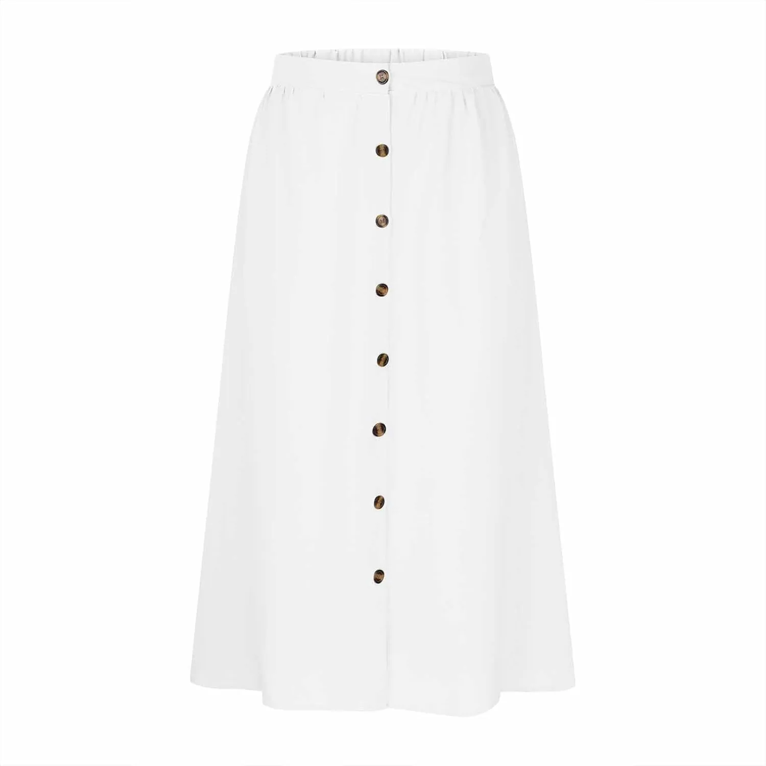 Womens Casual Front Button Skirts 2025 Summer Outfit Flowy Beach Skirts for Women Elastic High Waisted Midi Skirt