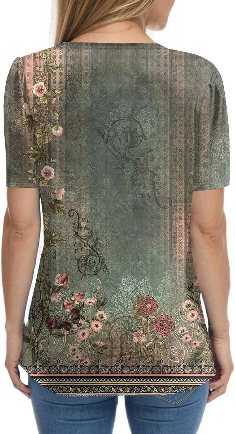 Women's Casual Short Sleeve Henley Shirt Stylish Button-Down V-Neck Top Lightweight and Comfortable for Everyday Wear