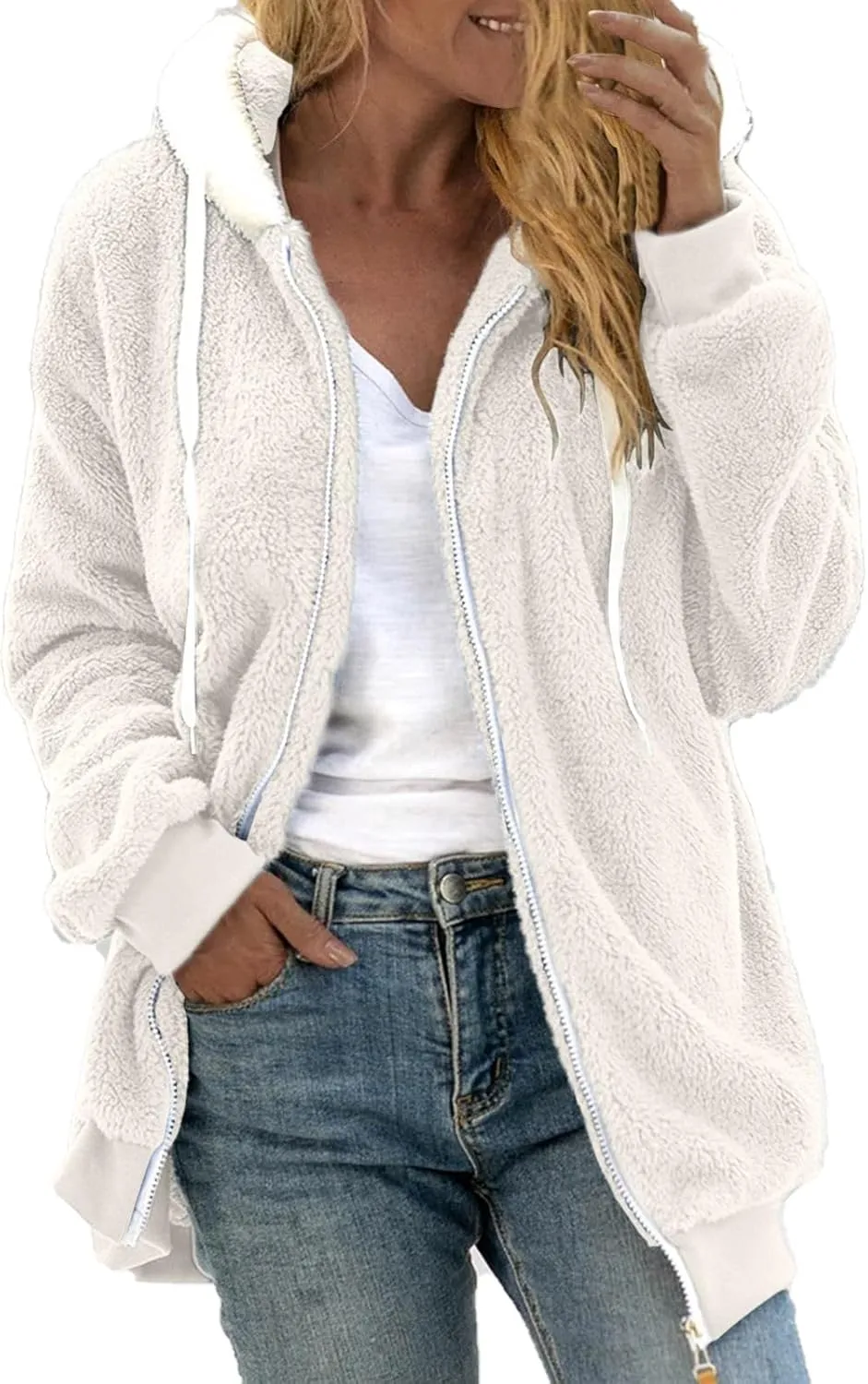 Women's Coats Basic Long Jacket Coat Color Artificial Wool Zipper Drawstring Long-Sleeved Hoodie The Drop Trench