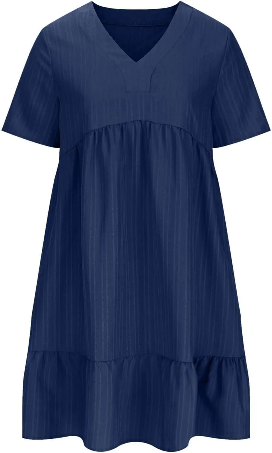Womens Dresses 2025 Summer Spring Short Sleeve V Neck Mini T Shirt Dress Pleated Ruffle Flowy Beach Sundresses 2025