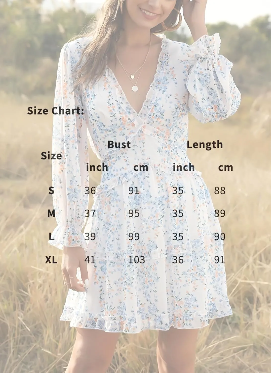 Women's Floral Deep V Neck Long Sleeve Backless Flowy A-Line Ruffle Boho Mini Dress 2025 Spring Summer Dresses