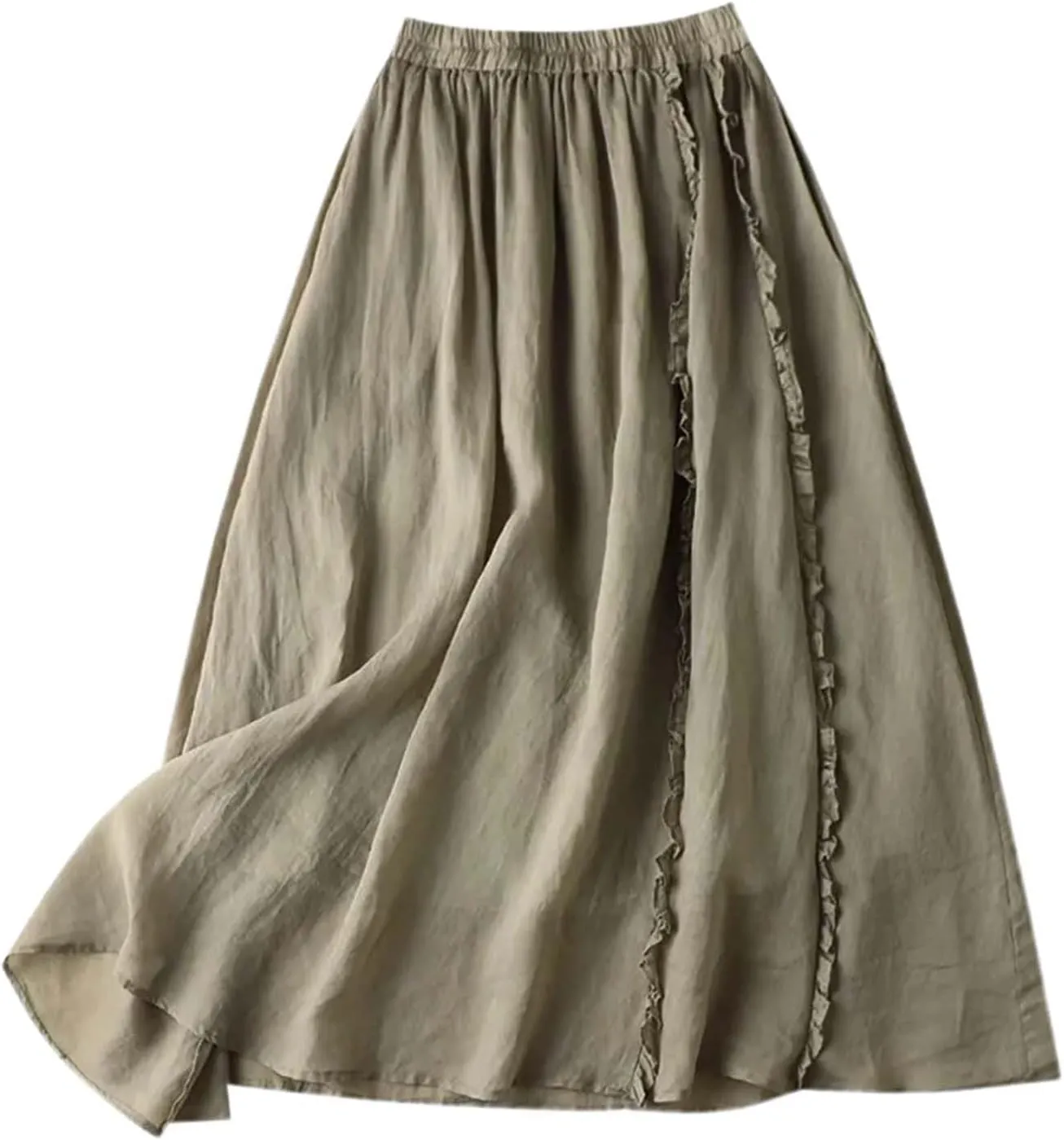 Women's Floral Print Midi Maxi Skirts 2025 Summer Casual Aline Elastic High Waist Pleated Flowy Long Skirt Pockets