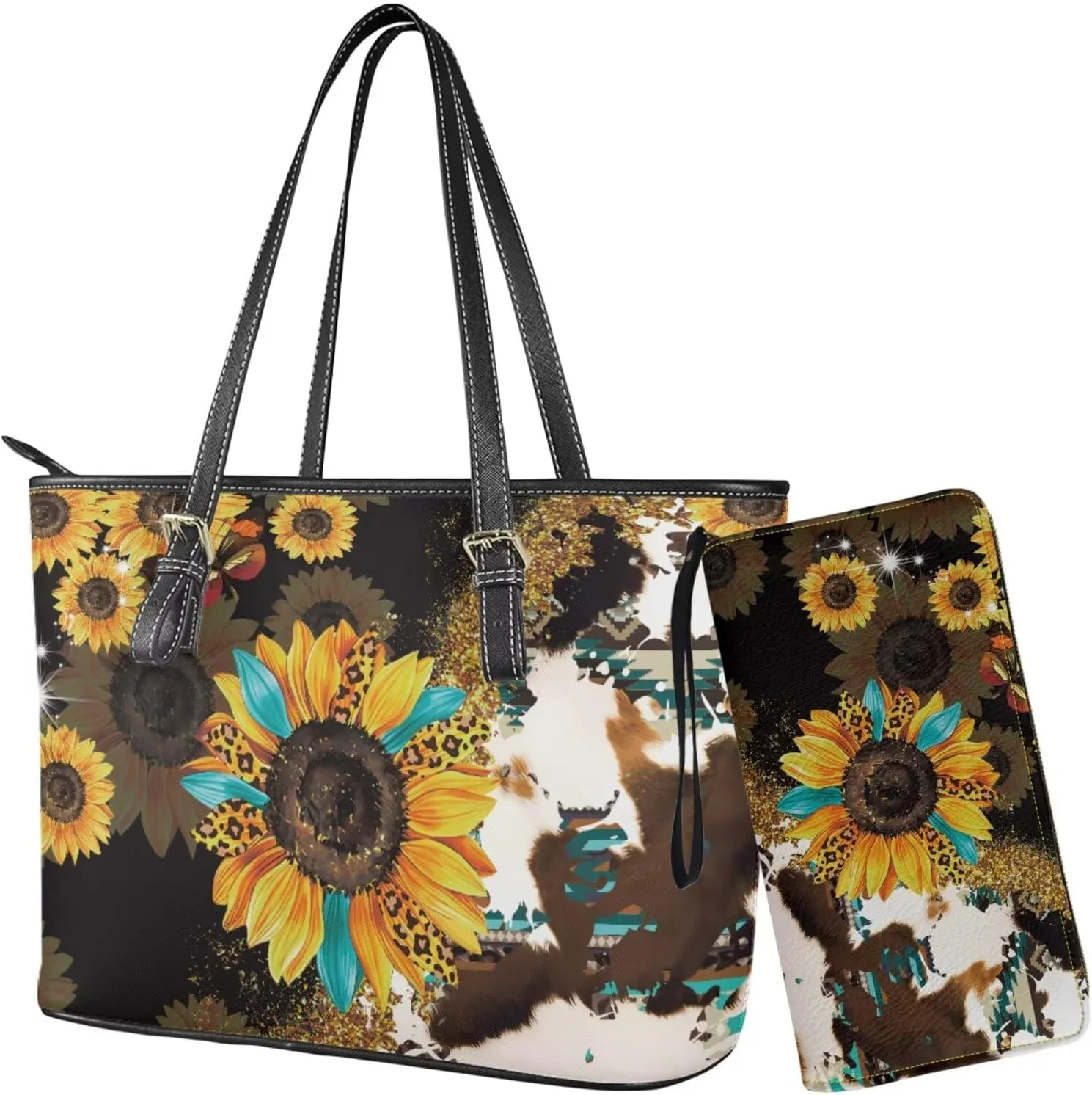 Womens Handbag Wallet Set Leather Satchel Purse Handbag with Wristlet Wallet Top Handle Handbag for Ladies