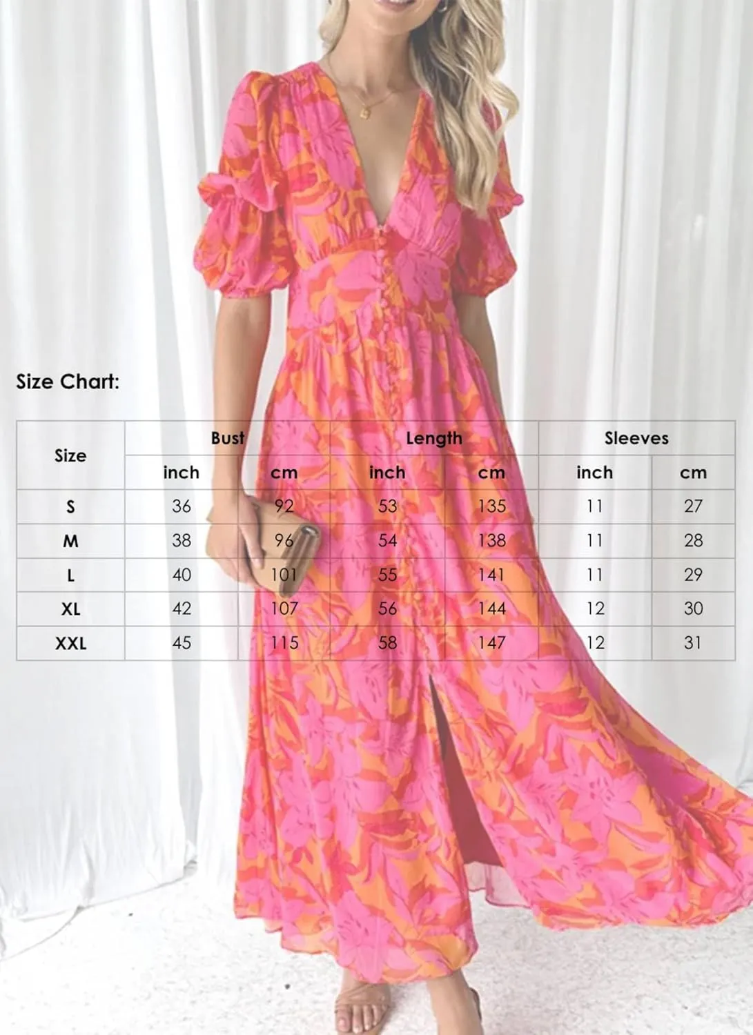 Womens Maxi Dress Short Sleeve V-Neck Floral Print Split Hem Vivid Stylish 2025 Spring Summer Beach Party Dress