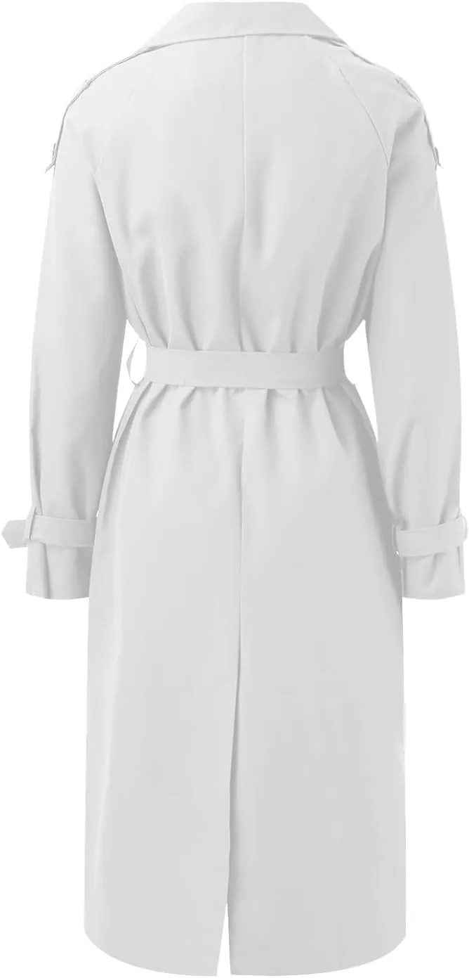 Women's Mid Length Oversized Button Coats Casual Solid Color Long Sleeve With Belt Jackets Lapel Fall Winter Clothes