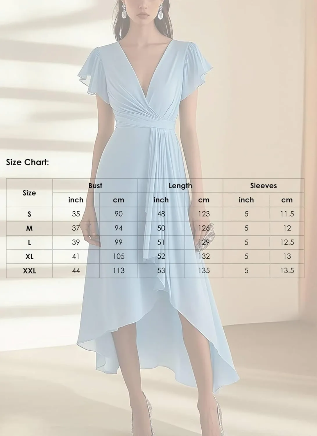 Womens Midi Dress Plain Short Sleeve V-Neck Asymmetrical Pleated Elegant Flowy Spring Summer Cocktail Party Dress