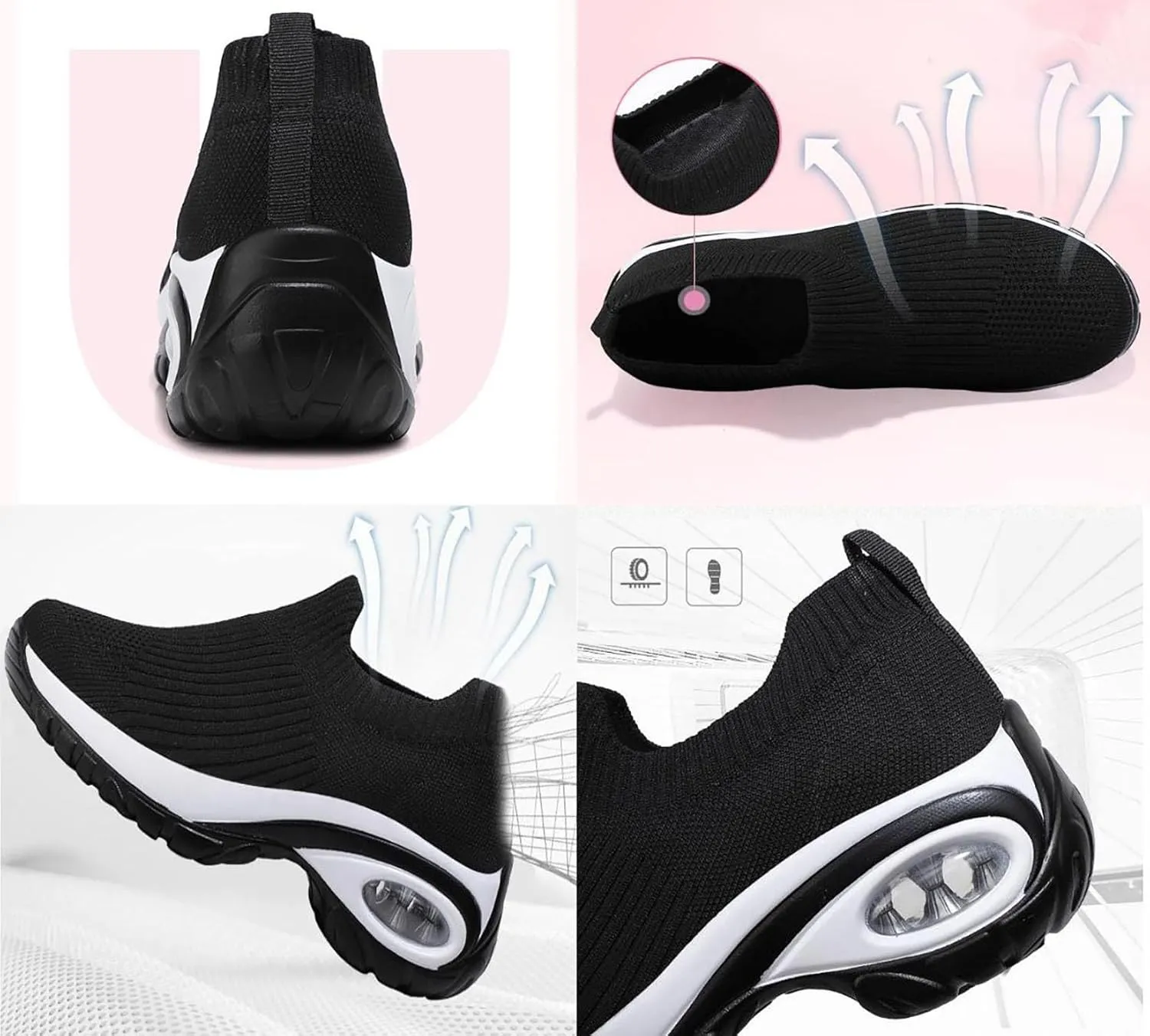 Women's Orthopedic Shoes Cloud Slide Shoes Plantar Fasciitis Shoes Air Cushioned Walking Shoes Road Walking Shoes Running Shoes Memory Foam Outdoor Casual Knit Shoes