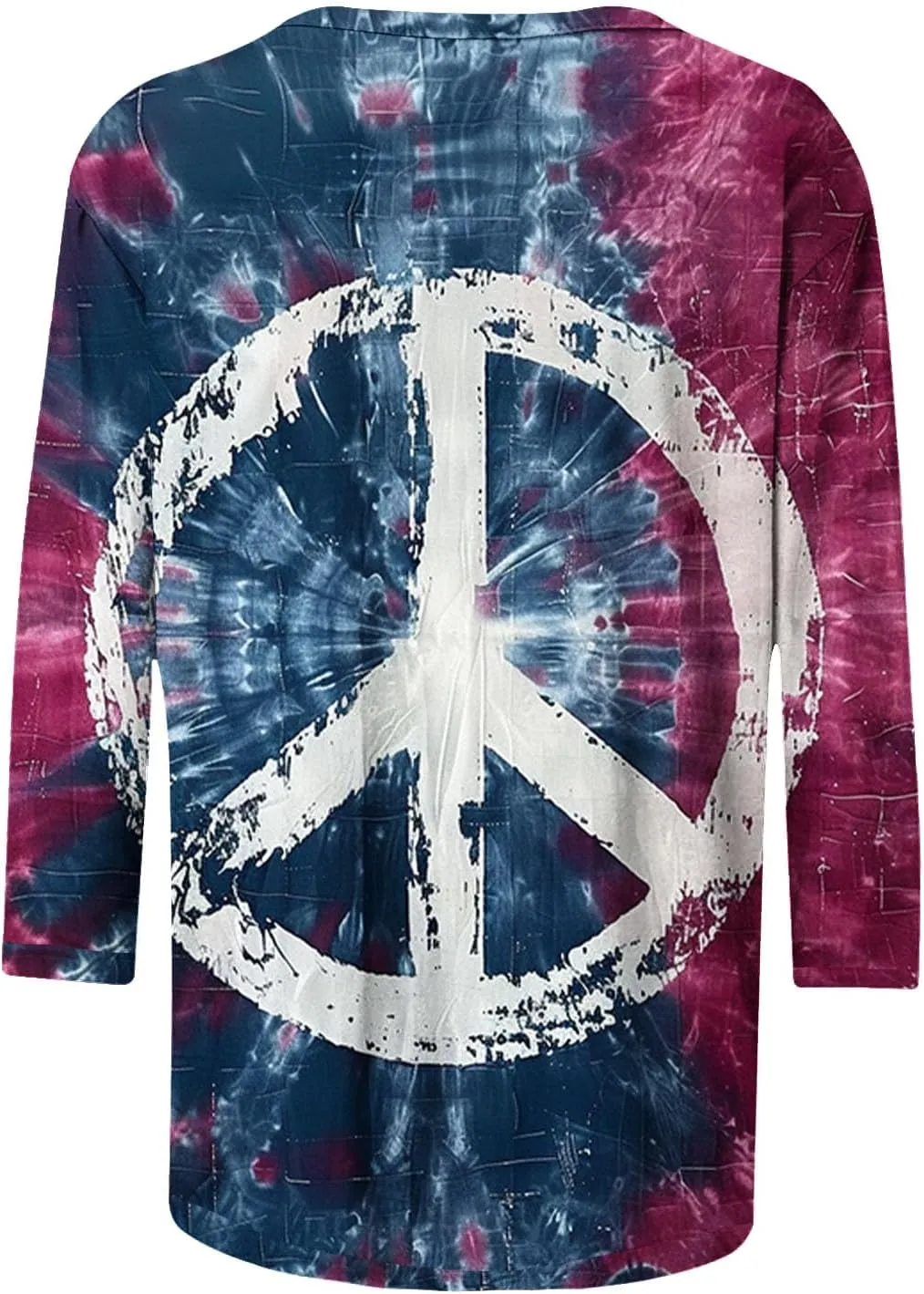 Womens Peace Sign T Shirt Novelty 3D Floral Graphic Tee Cute Ladies Gift 3/4 Sleeve Tunic Tops Vintage Hippie Costume