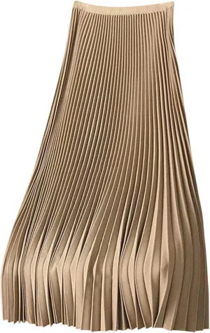 Womens Pleated Midi Skirts Elastic High Waist A-Line Ankle Length Skirt Ladies Elegant Evening Party Skirts