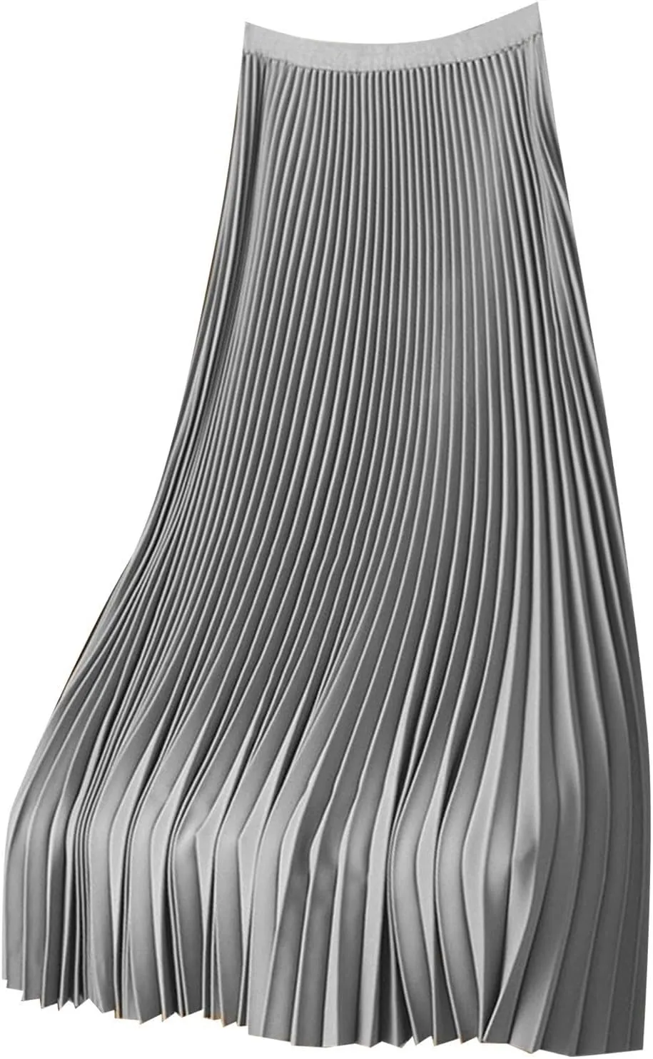 Women's Pleated Skirt Satin Metallic Shiny Flare Flowy Swing A-Line Skirt Summer Casual Solid High Waist Plus Size Midi Skirt