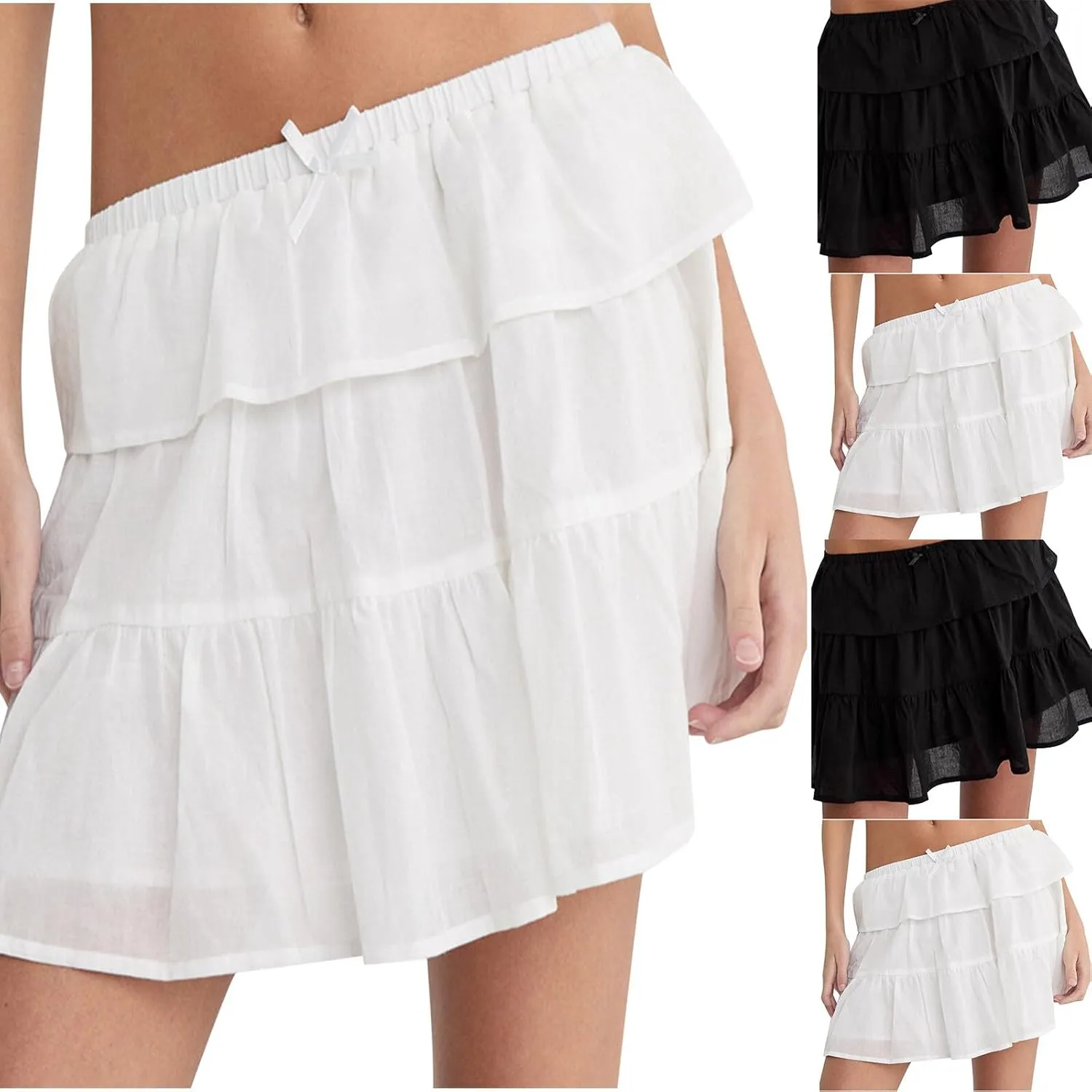 Women's Ruffled High Waist Mini Layered Tiered Skirt 2025 Elegant Pleated Mini Skirts Sexy Tulle Short Skirts