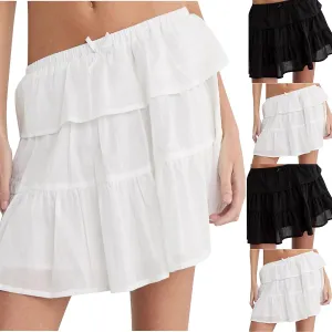 Women's Ruffled High Waist Mini Layered Tiered Skirt 2025 Elegant Pleated Mini Skirts Sexy Tulle Short Skirts