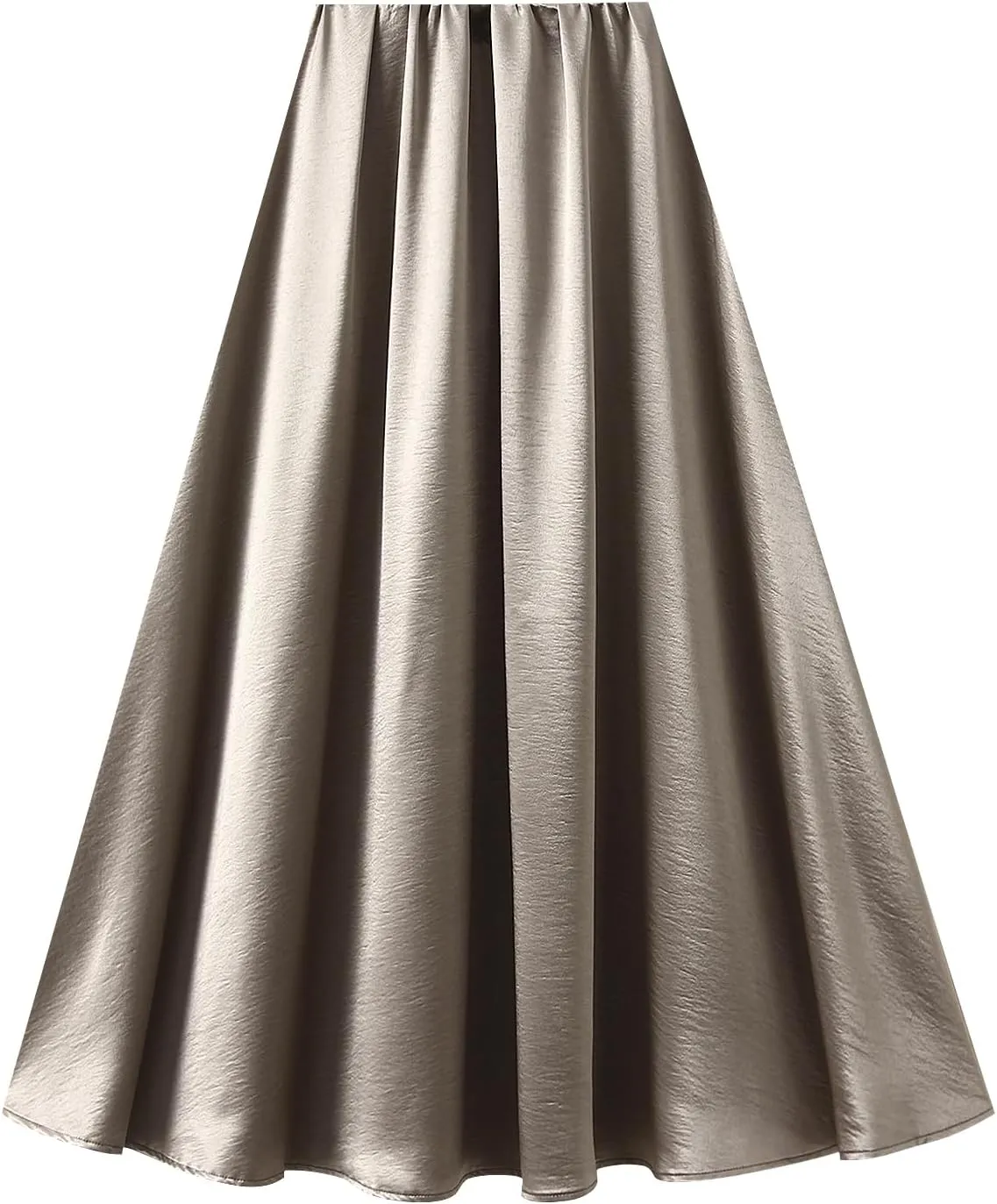 Women's Satin Long Skirts Luxury Elastic Waist Solid Color A-Line Skirts Flowy Midi Skirts