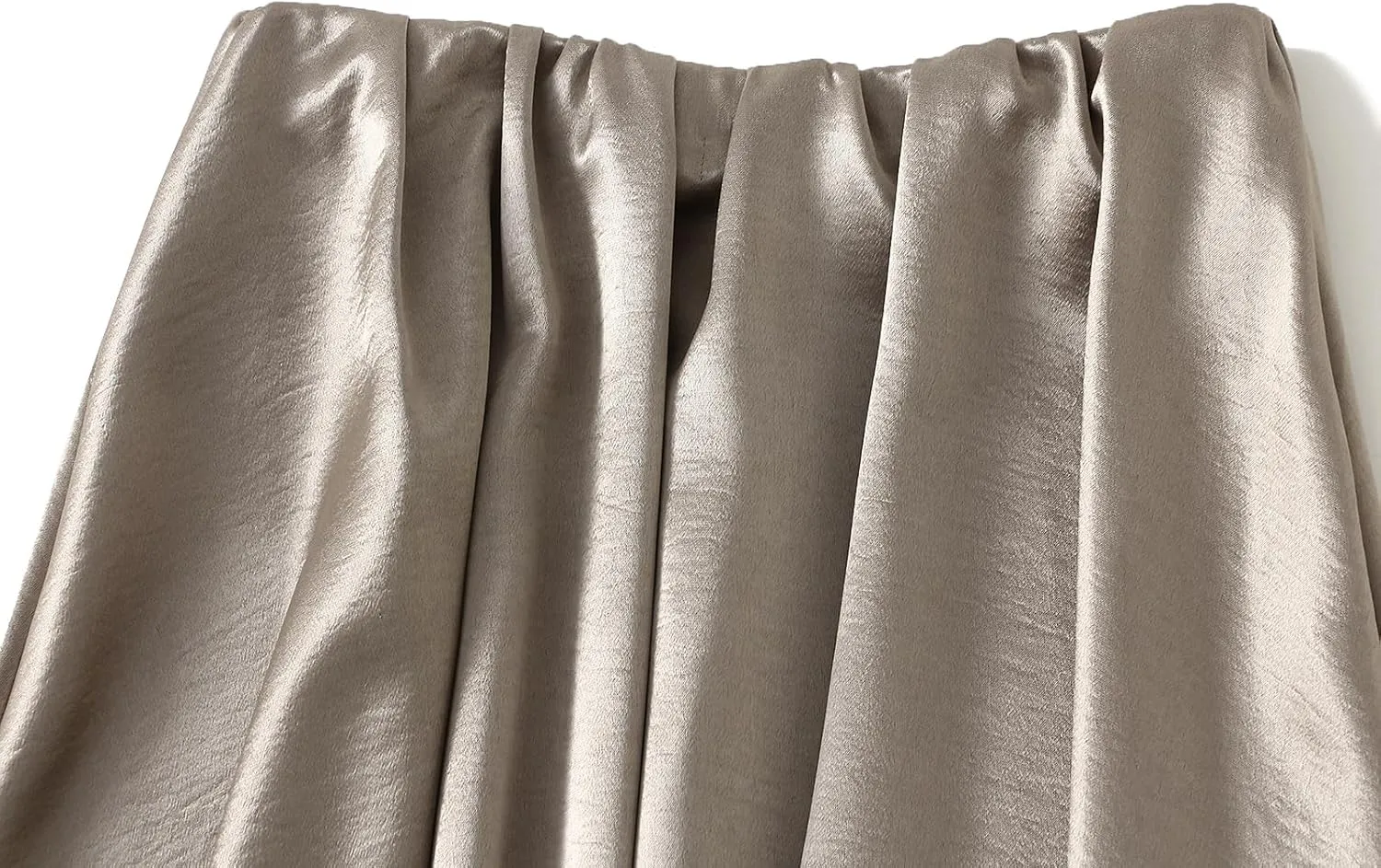 Women's Satin Long Skirts Luxury Elastic Waist Solid Color A-Line Skirts Flowy Midi Skirts