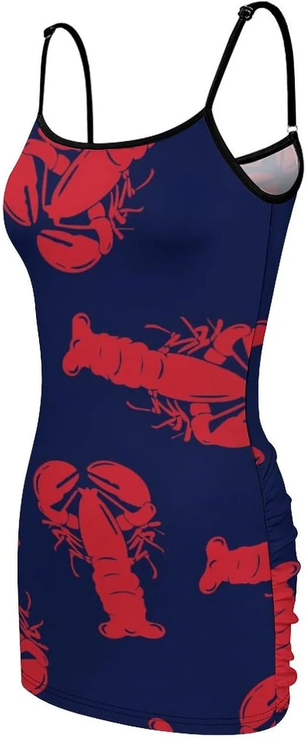 Women's Sexy Sleeveless Ruched Spaghetti Strap Mini Club Party Dress