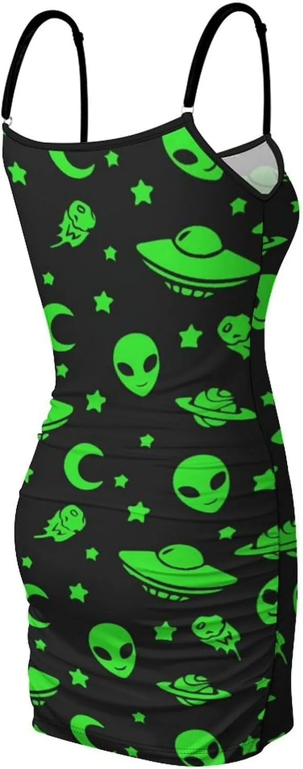 Women's Sexy Sleeveless Ruched Spaghetti Strap Mini Club Party Dress