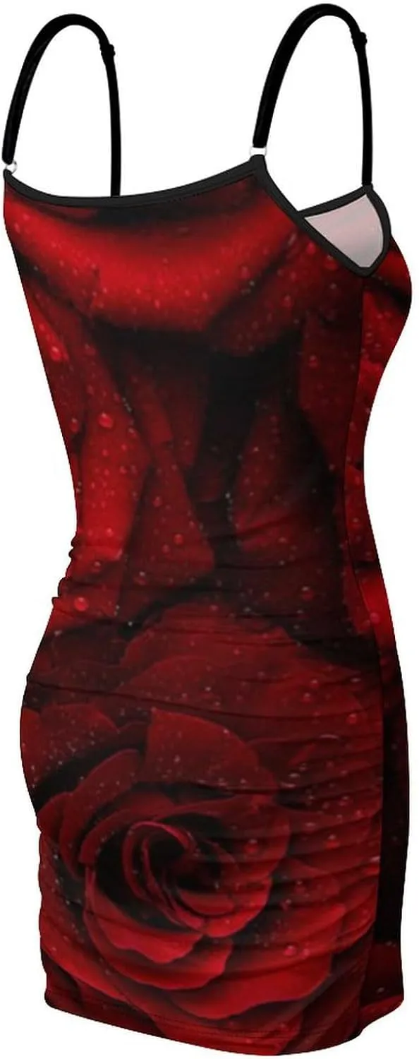 Women's Sexy Sleeveless Ruched Spaghetti Strap Mini Club Party Dress