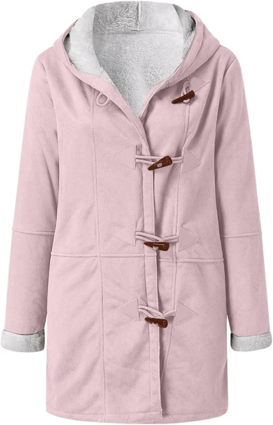 Womens Sherpa Lined Jackets Fashion Winter Fuzzy Fleece Hoodie Sweatshirt Casual Soft Cozy Horn Button Down Coats