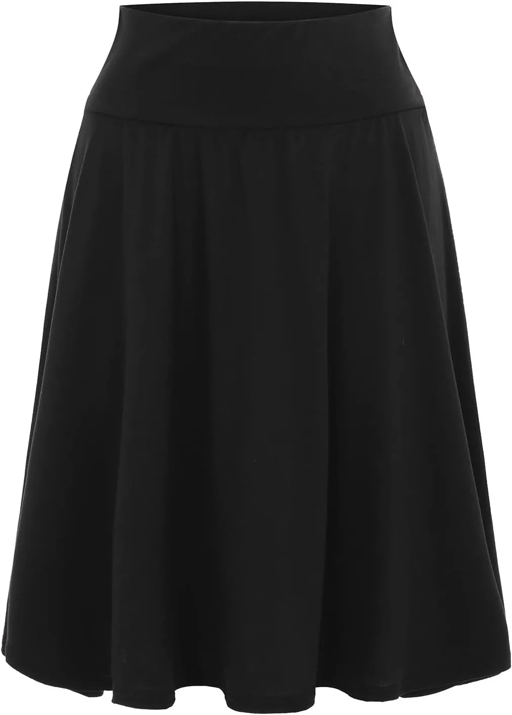 Women's Skirts High Elastic Waisted Casual Skirt Pleated Solid Midi Skirts A-Line Flared Midi Skirts