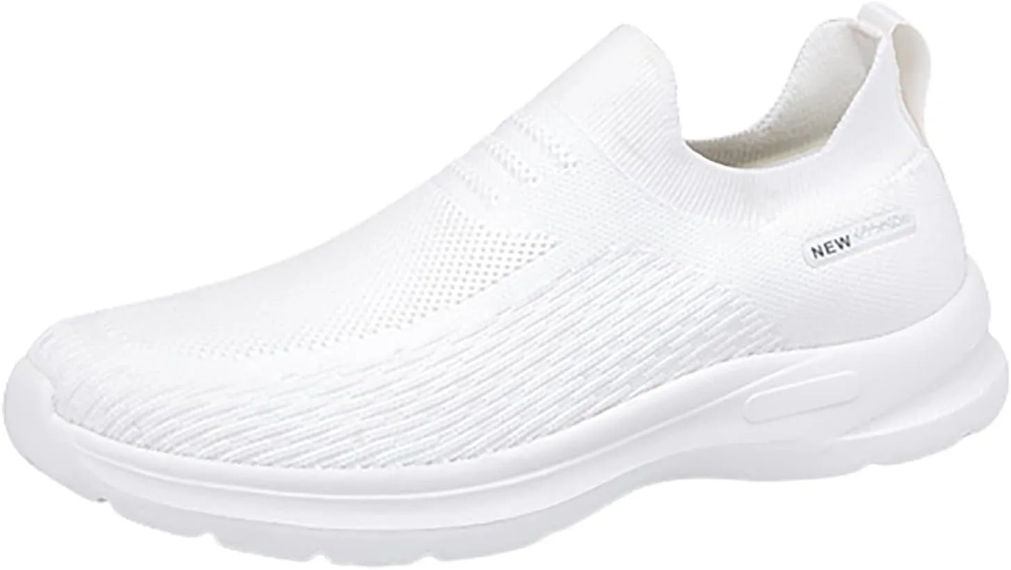 Women's Sneakers in White in Wide Width Slip On Shoes Women Nurses Tennis Shoes for Women Comfortable Non Slip White Sneakers for Women Wide Toe Box Women Slip On Sneakers Wide